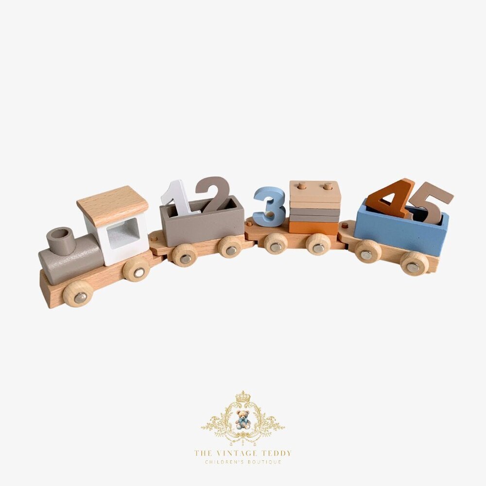 NWT Cute Wooden Train Set Shape Activity Play Set Children’s Early Learning Toys